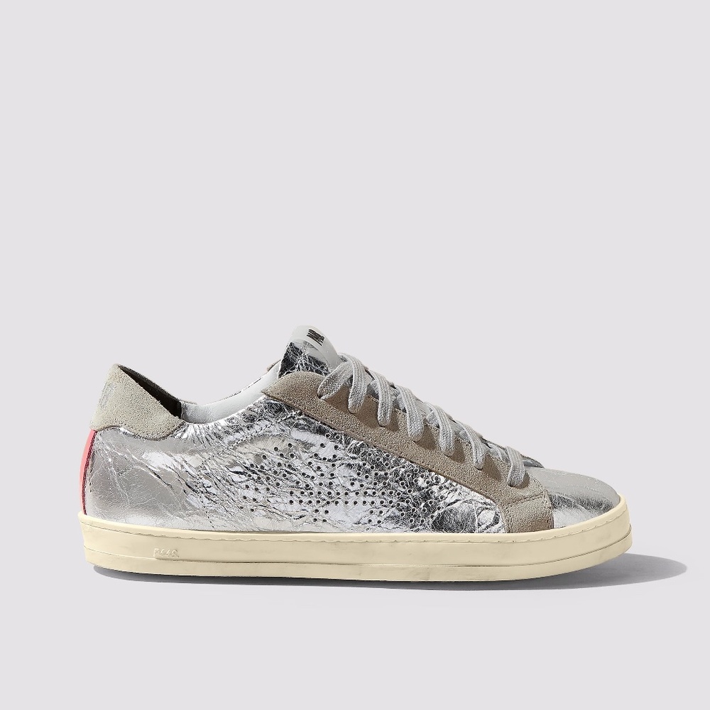 NWT P448 John Ghinea Sneaker Size 39 Silver Metallic